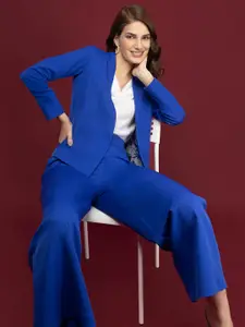 FableStreet Women Blue Bomber Blazer