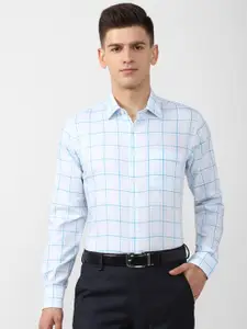 Van Heusen Men Pure Cotton Slim Fit Windowpane Checked Formal Shirt