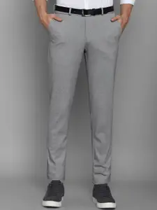 Allen Solly Men Grey Textured Slim Fit Casual Trousers