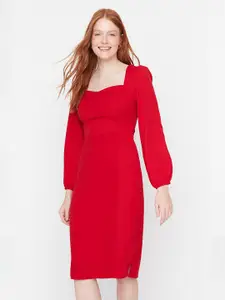 Trendyol Women Red Solid Sheath Dress