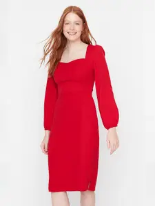 Trendyol Women Red Solid Sheath Dress