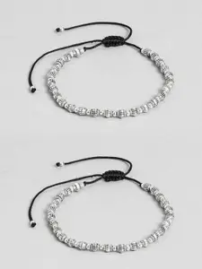 EL REGALO Silver-Toned Beaded Tribal Anklets