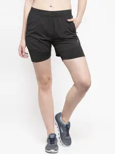 UNPAR Women Black Solid Sports Shorts
