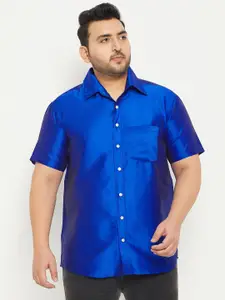 bigbanana Men Plus Size Blue Casual Shirt