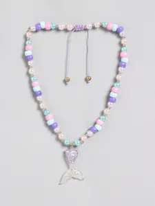 EL REGALO Girls Pink & Blue Beaded Necklace