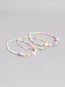 EL REGALO Girls Pink & Blue Set of 3 Beaded Necklace
