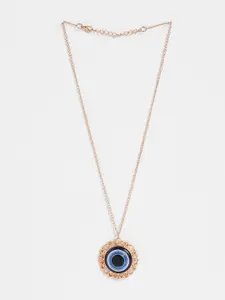 EL REGALO Gold-Toned & Blue Evil Eye Pendant Chain