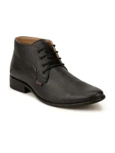 Red Chief Men Black Textured Leather Mid-top Formal Derbys