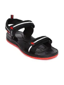 Paragon Men Black & Red Comfort Sandals