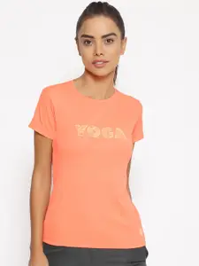 UNPAR Women Orange Typography Printed T-shirt