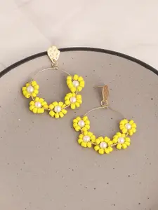 SOHI Yellow & Gold Plated Contemporary Hoop Earrings