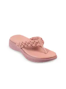 Metro Women Pink Solid T-Strap Flats