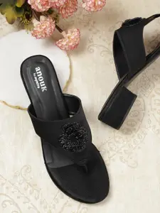 Anouk Stone Embellished Block Heels