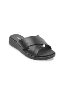 Mochi Women Black Open Toe Flats