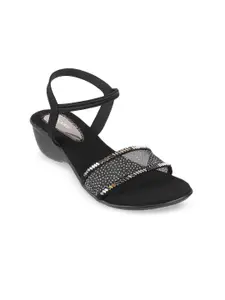 WALKWAY by Metro Women Black Embellished Wedge Sandals
