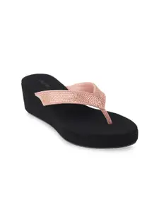 WALKWAY by Metro Women Pink & Black Embellished Platform Heels