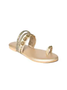 W W Women Gold-Toned One Toe Flats