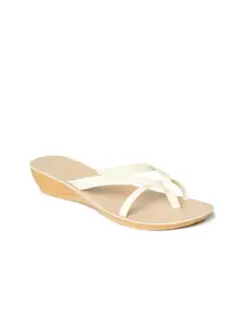 AURELIA White PU Wedge Heels