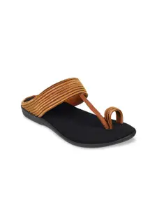 WALKWAY by Metro Women Gold-Toned Colourblocked One Toe Flats