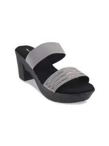 WALKWAY by Metro Women Grey & Black Colourblocked Platform Heels