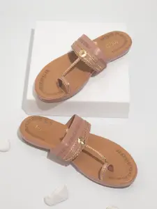 Inc 5 Women Gold-Toned One Toe Flats with Laser Cuts