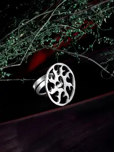 ZeroKaata Silver-Plated Silver-Colored Adjustable Finger Ring