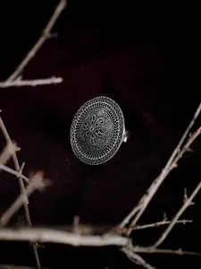 ZeroKaata Oxidised Silver-Plated Chandelier Design Adjustable Finger Ring
