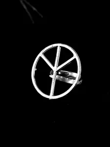 ZeroKaata Oxidised Silver-Plated Adjustable Finger Ring