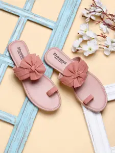 Shoestail Women Peach-Coloured One Toe Flats