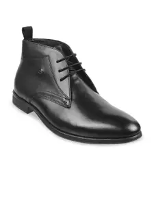 Metro Men Black Solid Formal Derbys Shoes