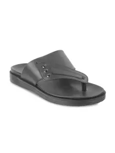 Mochi Men Black Leather Comfort Sandals