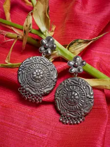 ZeroKaata Silver-Plated Contemporary Drop Earrings