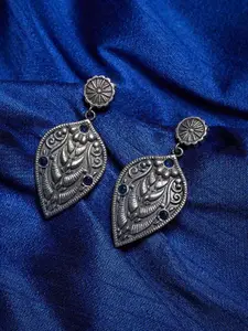 ZeroKaata Women Silver-Toned Contemporary Drop Earrings