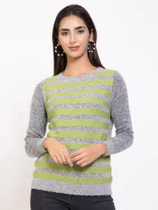 Species Women Green & Grey Striped Pullover