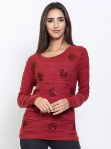 Species Women Red Pullover with Embellished Detail