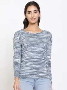 Species Women White & Blue Printed Pullover