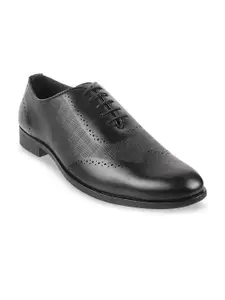 WALKWAY by Metro Men Black Textured Formal Shoes