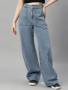 TARAMA Women Blue Wide Leg High-Rise Jeans