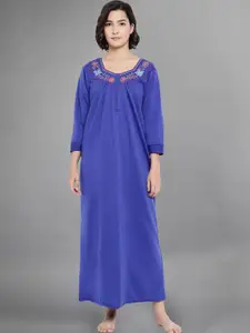 Shararat Blue Embroidered Maxi Nightdress