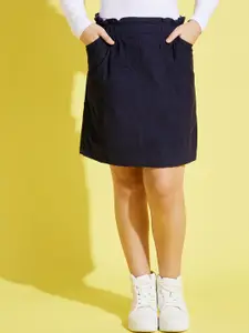 Noh.Voh - SASSAFRAS Kids Girls Navy Blue Solid Straight skirt