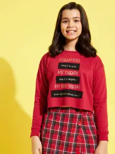 Noh.Voh - SASSAFRAS Kids Girls Red Printed Sweatshirt