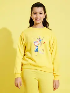 Noh.Voh - SASSAFRAS Kids Girls Yellow Printed Sweatshirt