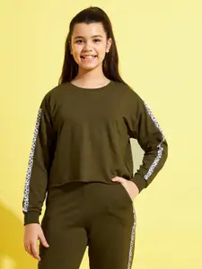 Noh.Voh - SASSAFRAS Kids Girls Olive Green Crop Sweatshirt