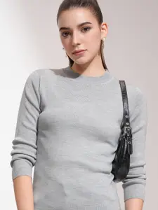 Tokyo Talkies Women Grey Acrylic Pullover
