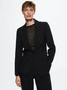 MANGO Women Black Solid Single Breasted Sustainable Blazer