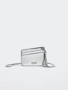 MANGO Women Silver-Toned Solid Card Holder