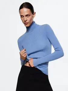 MANGO Women Blue Knitted Sustainable Sweater