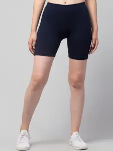 Apraa & Parma Women Navy Blue Slim Fit Cotton Cycling Sports Shorts