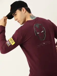 Kook N Keech Men Burgundy Iron Man Print Sweatshirt