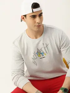 Kook N Keech Men Grey Melange Donald Duck Print Sweatshirt